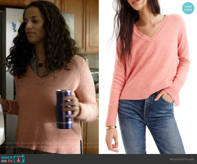 J. Crew Supersoft Yarn V-Neck Sweater worn by Grace Stone (Athena Karkanis) on Manifest
