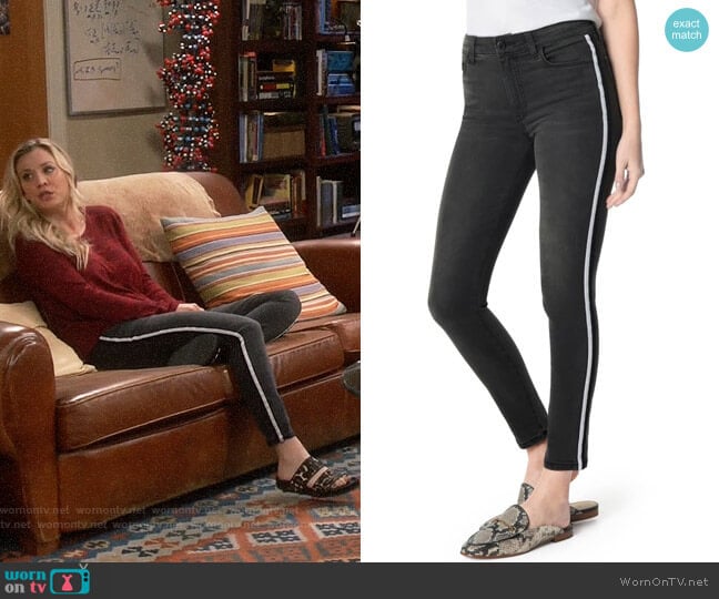 Joes Charlie Velvet Stripe Ankle Skinny Jeans worn by Penny Hofstadter (Kaley Cuoco) on The Big Bang Theory