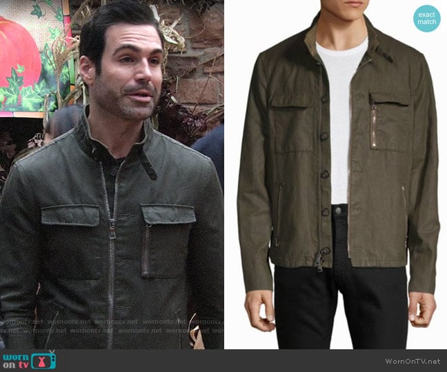 John Varvatos Mock Neck Utility Jacket worn by Rey Rosales (Jordi Vilasuso) on The Young and the Restless