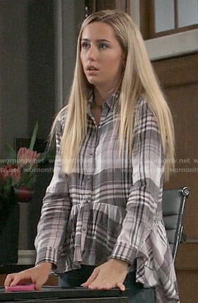Josslyn’s plaid peplum shirt on General Hospital