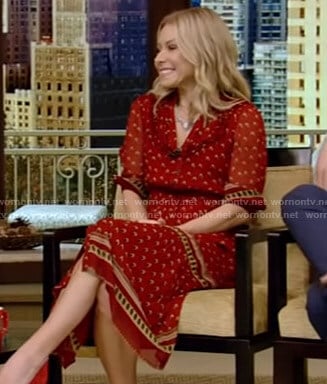 Kelly’s red printed dress on Live with Kelly and Ryan