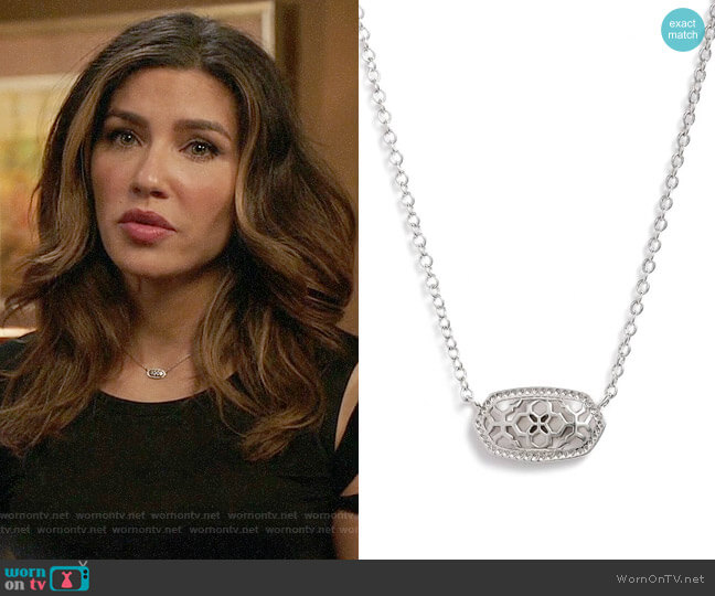 Kendra Scott Elisa Necklace in Silver Filigree worn by Dinah Drake (Juliana Harkavy) on Arrow