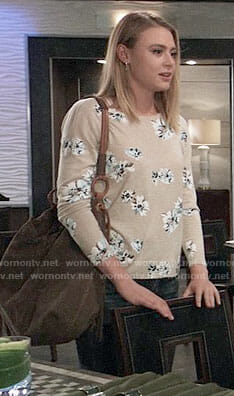 Kiki’s beige floral sweater on General Hospital
