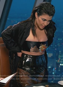 Kourtney’s black floral tube top on Keeping Up with the Kardashians