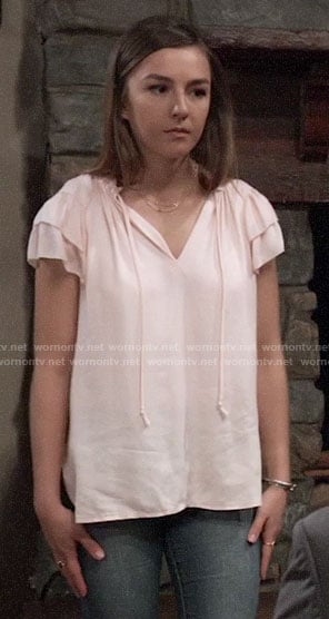 Kristina’s light pink ruffle sleeve top on General Hospital