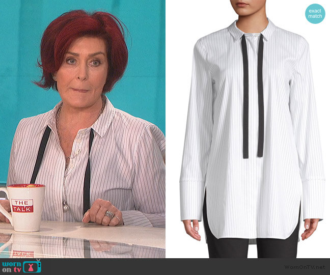 Lafayette 148 New York Annaleise Striped Blouse worn by Sharon Osbourne on The Talk