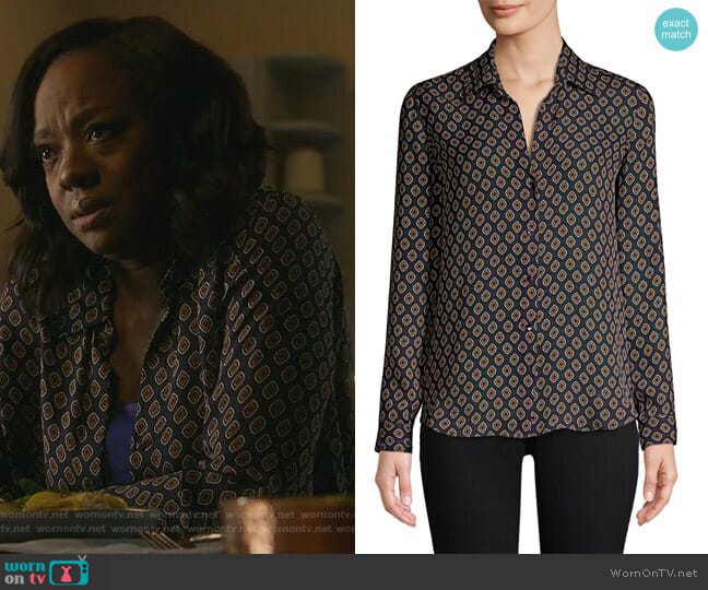 L'Agence Nina Button-Front Blouse worn by Annalise Keating (Viola Davis) on How to Get Away with Murder