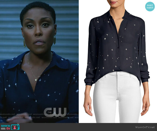 L'Agence Nina Star-Print Silk Blouse worn by Lynn Stewart (Christine Adams) on Black Lightning