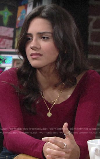 Lola’s circle pendant necklace on The Young and the Restless