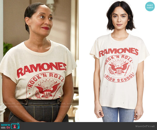 Madeworn Ramones 1979 Crew Tee worn by Rainbow Johnson (Tracee Ellis Ross) on Black-ish