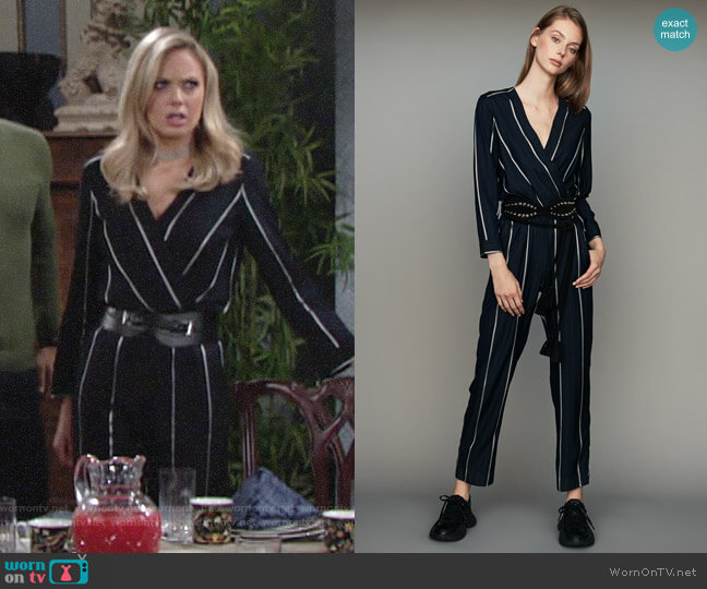 Maje Panti Striped Jumpsuit worn by Abby Newman (Melissa Ordway) on The Young and the Restless