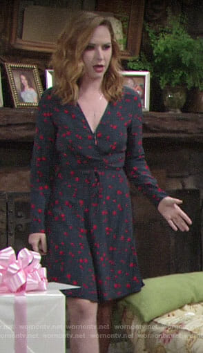 Mariah’s blue and red star print dress on The Young and the Restless