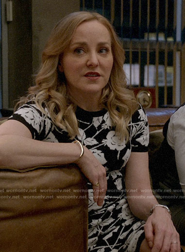 Marissa’s black and white rose print dress on Bull