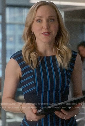 Marissa’s blue striped dress on Bull