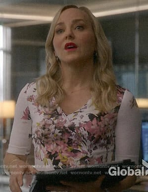 Marissa’s white and pink floral dress on Bull