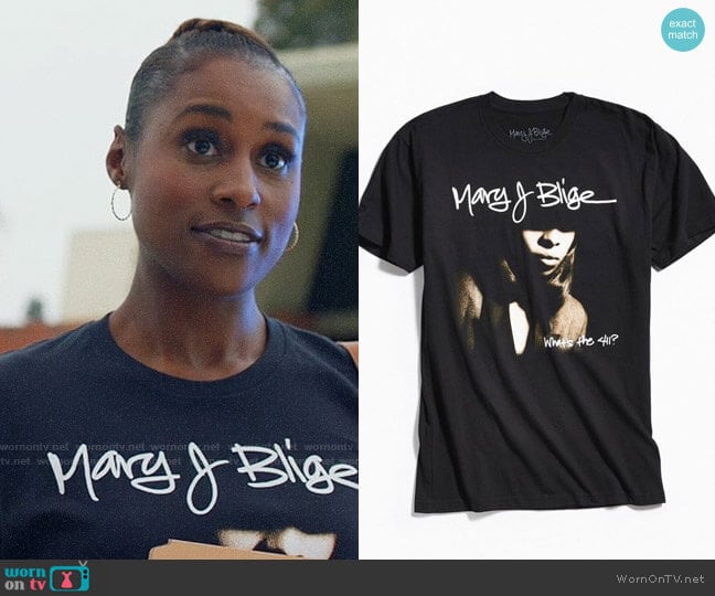 Mary J. Blige What’s The 411 Tee from Urban Outfitters worn by Issa Dee (Issa Rae) on Insecure