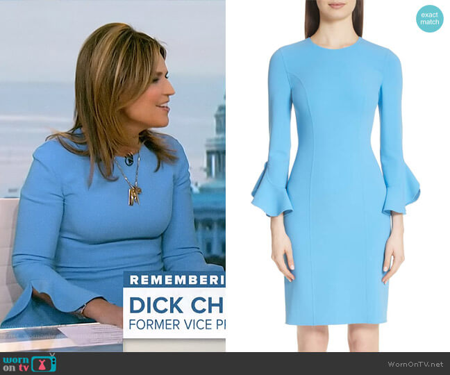 Michael Kors Ruffle Sleeve Stretch Wool Sheath Dress worn by Savannah Guthrie on Today