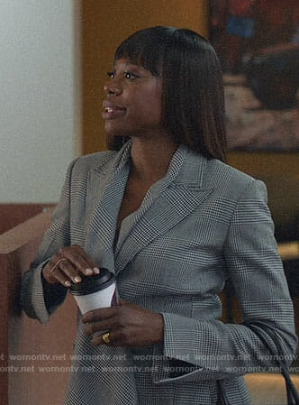Molly’s grey ruffled front blazer on Insecure