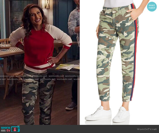 Mother The Misfit Side-Stripe Camo Pants worn by Emet Kamala-Sweetzer (Sarayu Blue) on I Feel Bad