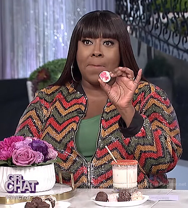 Loni’s zig zag sequin bomber jacket on The Real