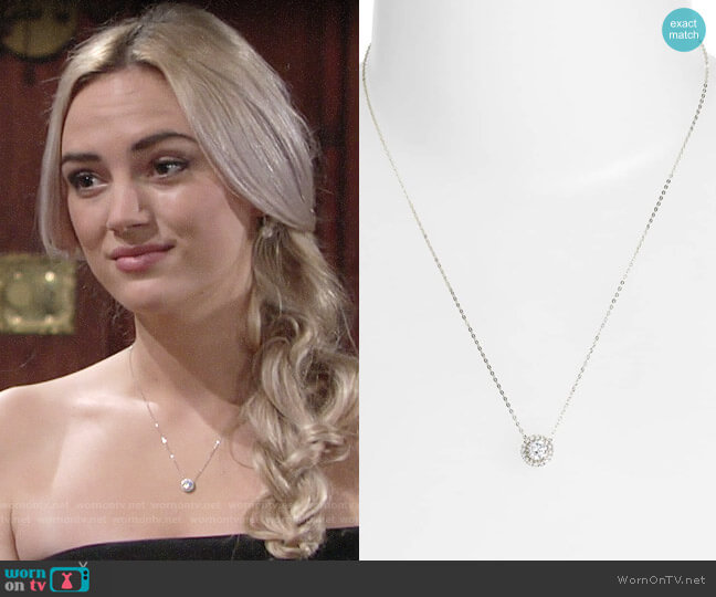 Nadri Halo Pendant Necklace worn by Summer Newman (Bayley Corman) on The Young and the Restless
