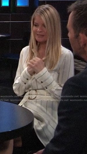 Nina’s striped belted blouse on General Hospital