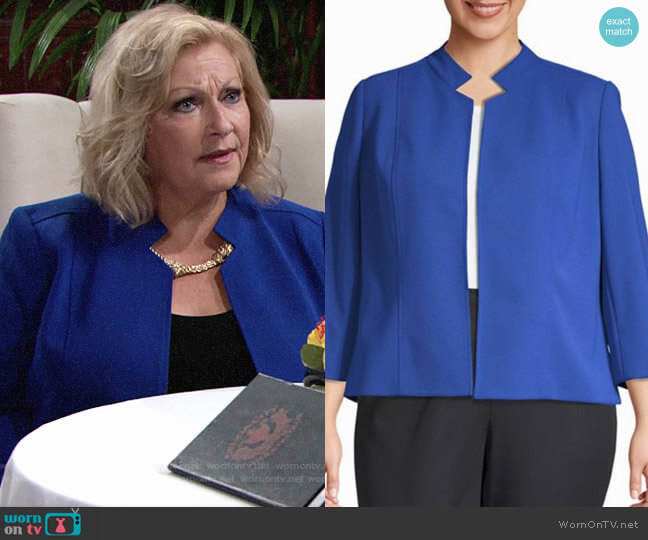 Nipon Boutique Open-Collar Jacket worn by Traci Abbott (Beth Maitland) on The Young and the Restless