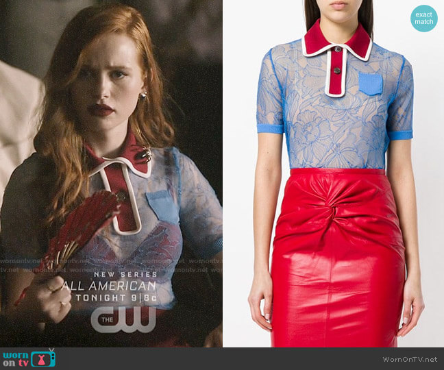Nº21 Floral Lace Polo Shirt worn by Cheryl Blossom (Madelaine Petsch) on Riverdale