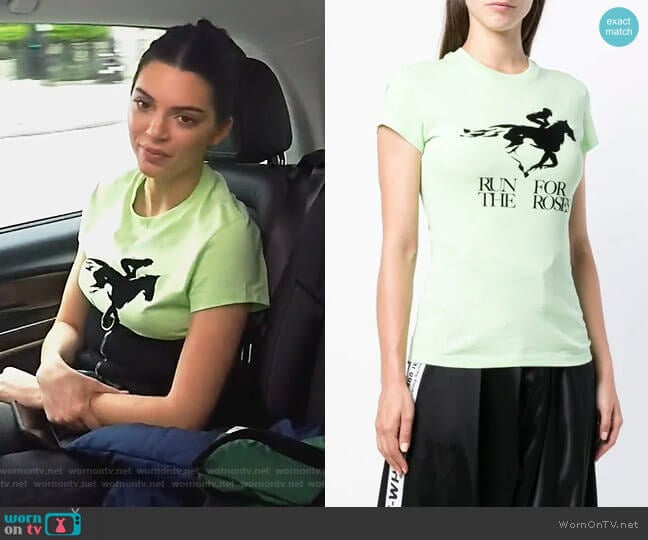 Off-White Run For The Roses T-shirt worn by Kendall Jenner on Keeping Up with the Kardashians