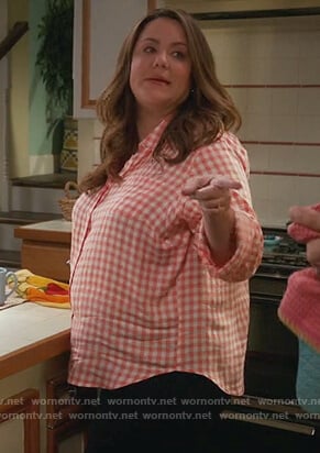 Katie’s orange gingham print top on American Housewife