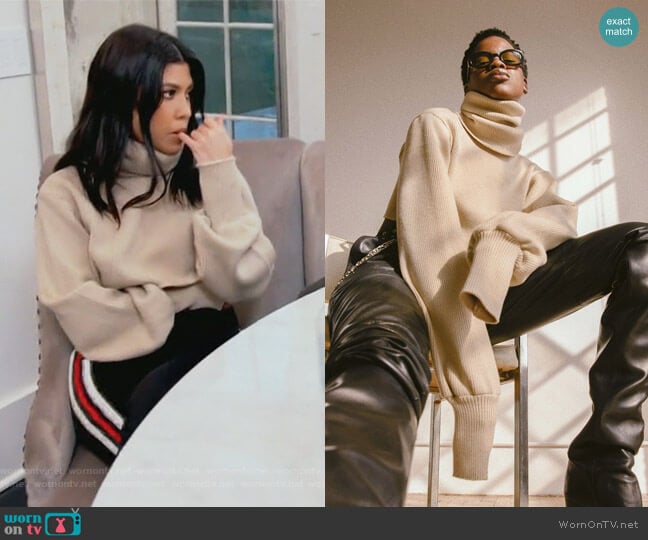 Orseund Iris Chunky Knit Oatmeal Sweater worn by Kourtney Kardashian on Keeping Up with the Kardashians