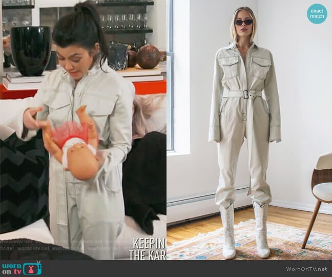 Orseund Iris Workwear Jumpsuit Off-White worn by Kourtney Kardashian on Keeping Up with the Kardashians