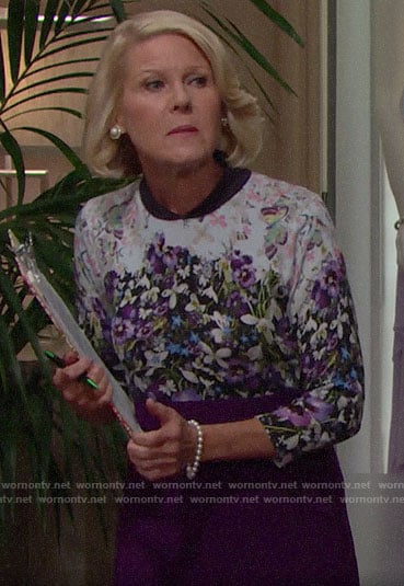 Pam’s floral sweater on The Bold and the Beautiful
