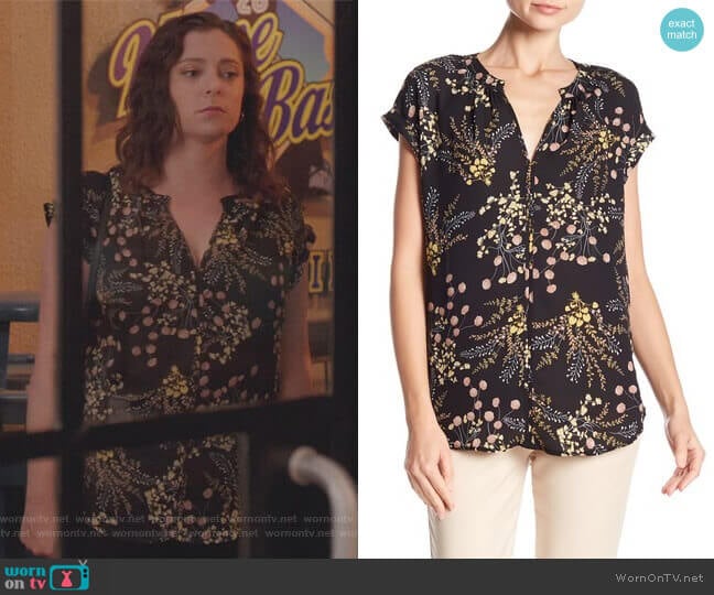 Philosophy Apparel Split Neck Rolled Sleeve Tee worn by Rebecca Bunch (Rachel Bloom) on Crazy Ex-Girlfriend