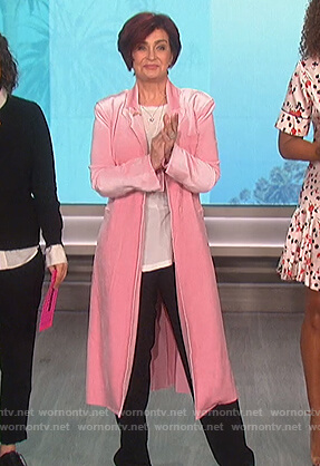 Sharon’s pink velvet coat on The Talk