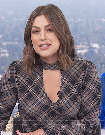 Carissa’s black plaid cutout top on E! News Daily Pop