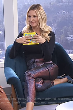 Morgan’s purple metallic pants on E! News Daily Pop