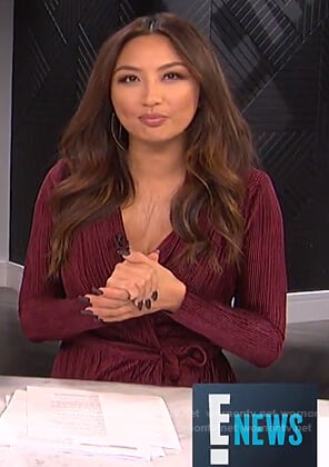 Jeannie’s purple pleated velvet dress on E! News