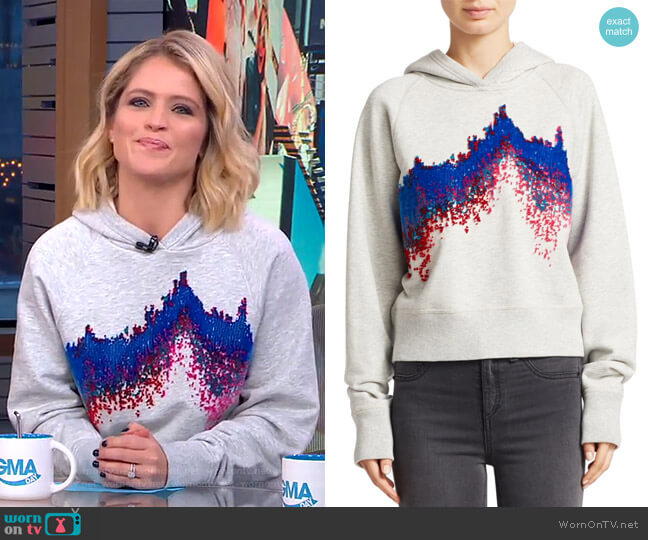 Rag & Bone Sonar Cotton Racer Hoodie worn by Sara Haines on Good Morning America