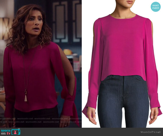 Ramy Brook Addy Blouse worn by Emet Kamala-Sweetzer (Sarayu Blue) on I Feel Bad