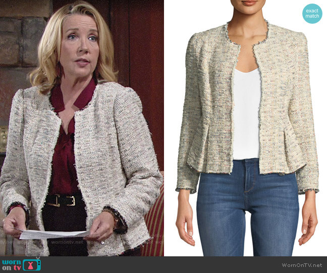 Rebecca Taylor Rainbow Tweed Peplum Jacket worn by Nikki Reed Newman (Melody Thomas-Scott) on The Young and the Restless