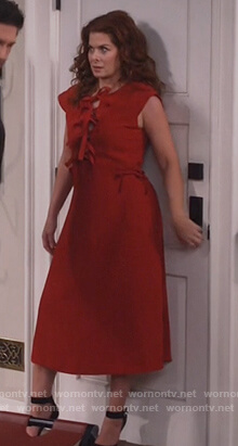 Grace’s red bow embellished dress on Will and Grace