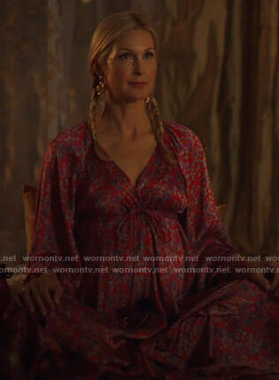 Melissa’s red floral wrap dress on Dynasty