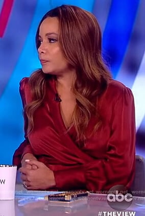Sunny’s red satin wrap dress on The View