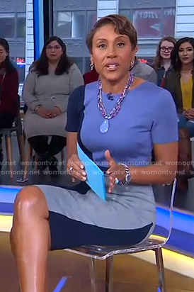 Robin’s colorblock sheath dress on Good Morning America