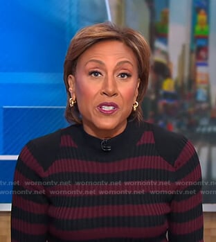 Robin’s red and black striped knit dress on Good Morning America