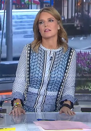 Savannah’s blue floral embroidered dress on Today