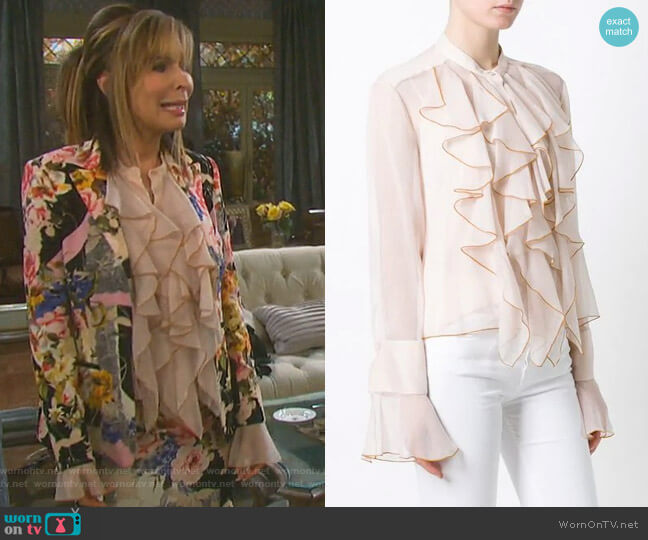 See by Chloe Ruffled Bell Sleeve Blouse worn by Kate Roberts (Lauren Koslow) on Days of our Lives