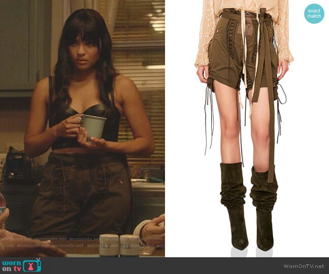 Saint Laurent Slouchy Gabardine Lace Up Shorts worn by Simone Davis (Brittany O'Grady) on Star