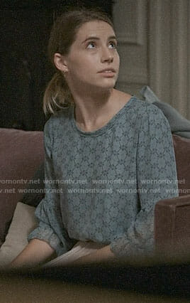 Stevie’s blue printed blouse on Madam Secretary